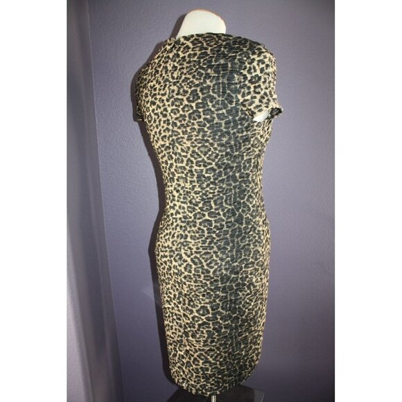 NEW Torn by Ronny Kobo Kaitlyn Pleated Cheetah Mini Dress L 6/8 $215 - Picture 5 of 8
